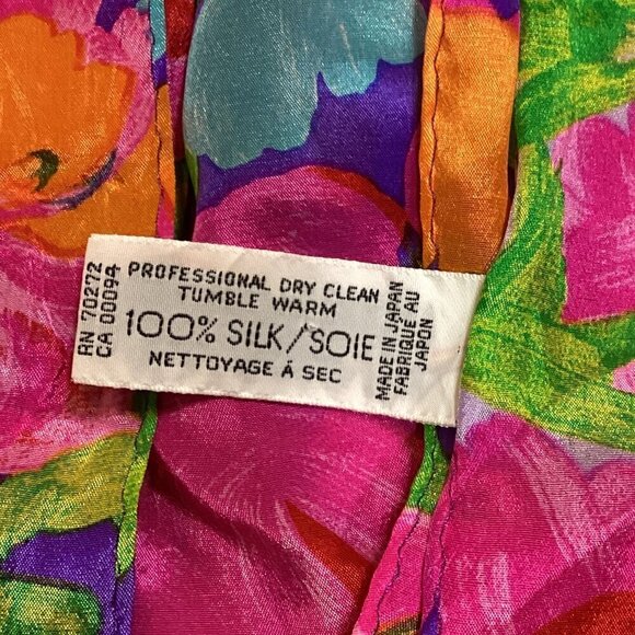 Liz Claiborne Silk Neck Scarf Colorful Spring Floral Print 42P - Picture 8 of 8
